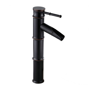 xinghe Matte Black Bamboo Waterfall Single Lever Bathroom Sink Faucet