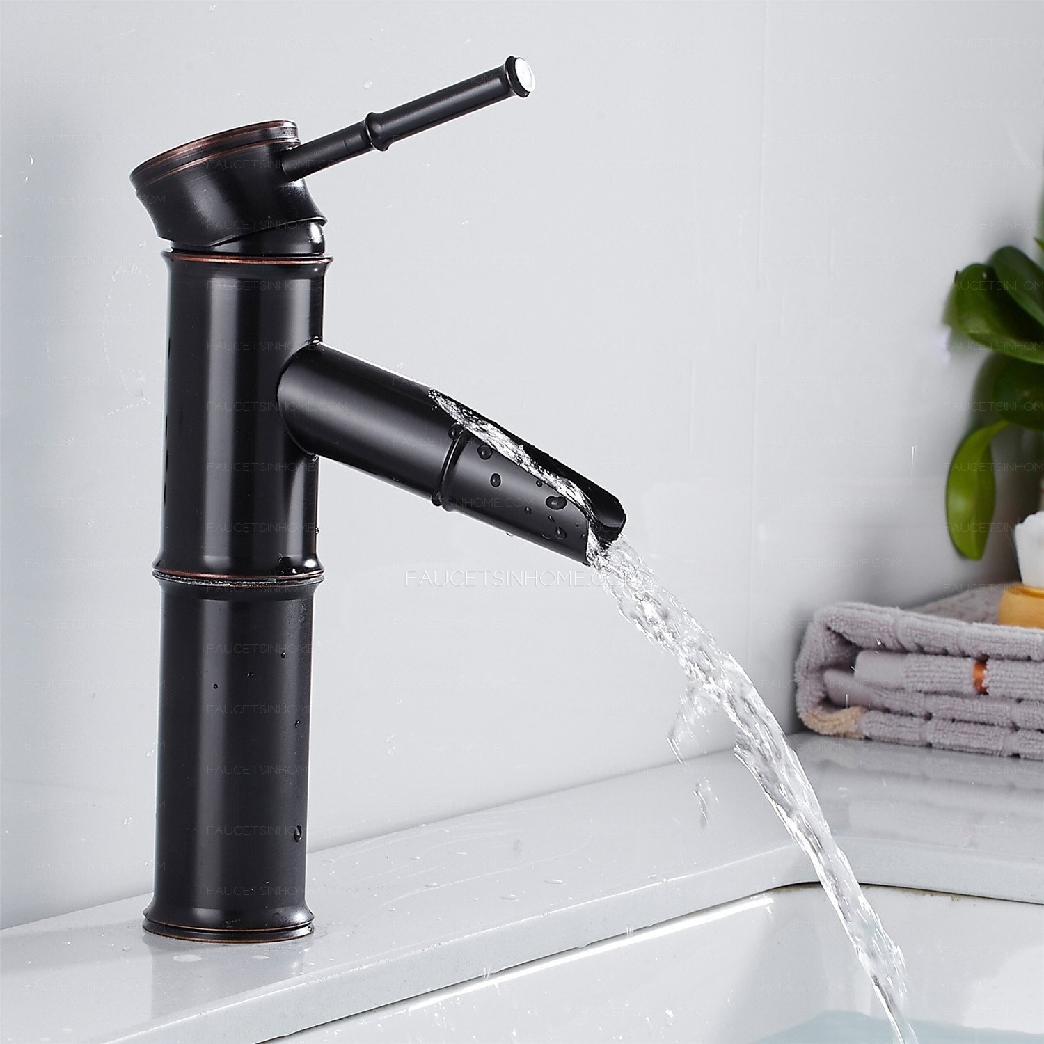 Oil Rubbed Bronze Single Handle Bamboo Bathroom Faucet Bar Sink