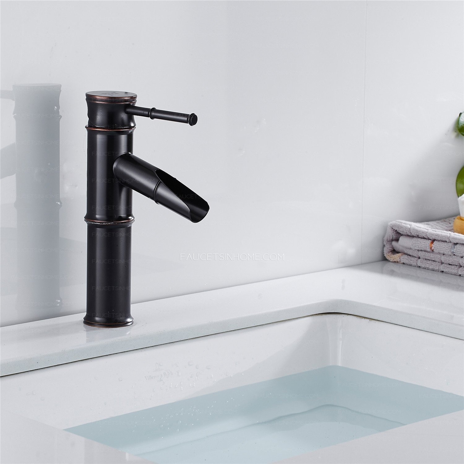 Oil Rubbed Bronze Single Handle Bamboo Bathroom Faucet Bar Sink