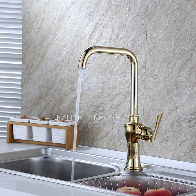 Polished Gold Rotatable Kitchen Faucet One Hole Single Handle mixer tap 