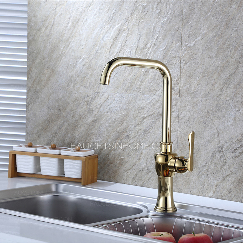 Polished Gold Rotatable Kitchen Faucet One Hole Single Handle mixer tap 