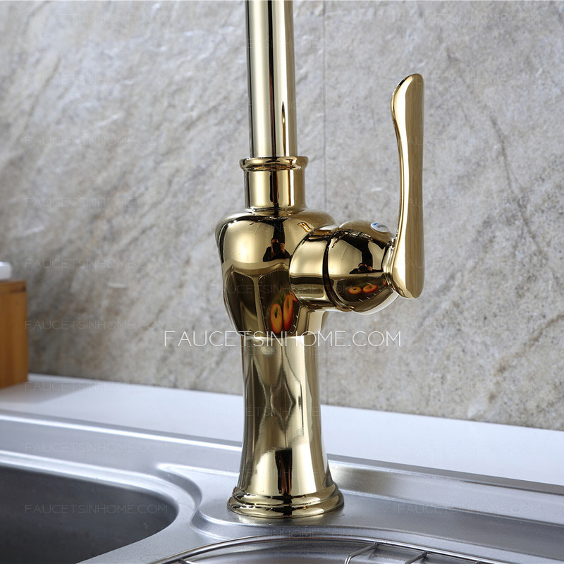 Polished Gold Rotatable Kitchen Faucet One Hole Single Handle mixer tap 