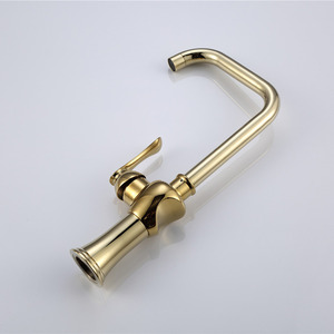 Polished Gold Rotatable Kitchen Faucet One Hole Single Handle mixer tap 