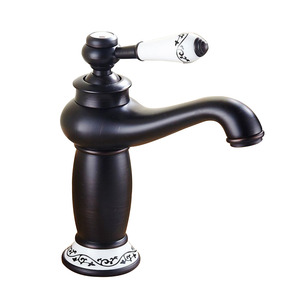 Porcelain Single Handle Oil Rubbed Bronze Bathroom Faucet Matte Black 