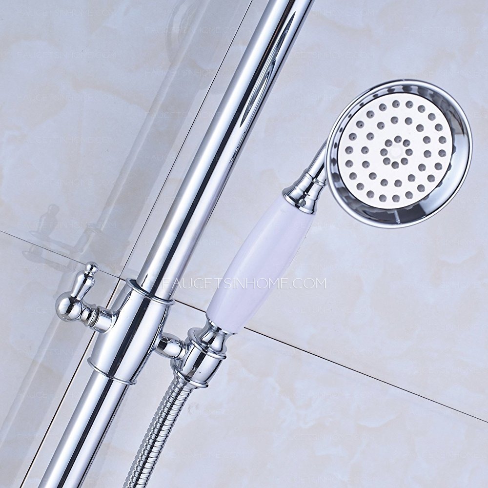 Chrome 8 Inch Shower Head Shower System Double Handle Bathtub Faucet