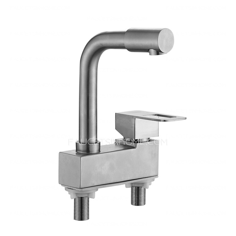 Brushed Nickel Stainless Steel Sink Faucet For Bathroom Mixer Tap Single Handle