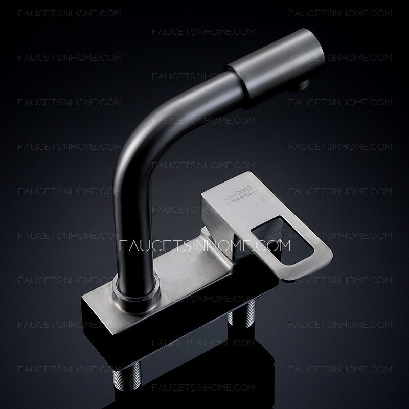 Brushed Nickel Stainless Steel Sink Faucet For Bathroom Mixer Tap Single Handle