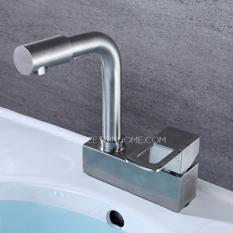 Brushed Nickel Stainless Steel Sink Faucet For Bathroom Mixer Tap Single Handle
