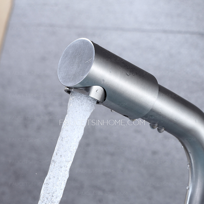 Brushed Nickel Stainless Steel Sink Faucet For Bathroom Mixer Tap Single Handle