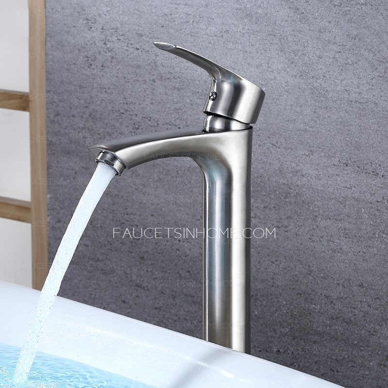 Stainless Steel Brushed Nickel One Hole  Bathroom Sink Faucet Modern Single Handle 