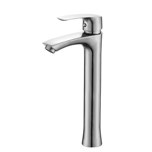 Stainless Steel Brushed Nickel One Hole  Bathroom Sink Faucet Modern Single Handle 