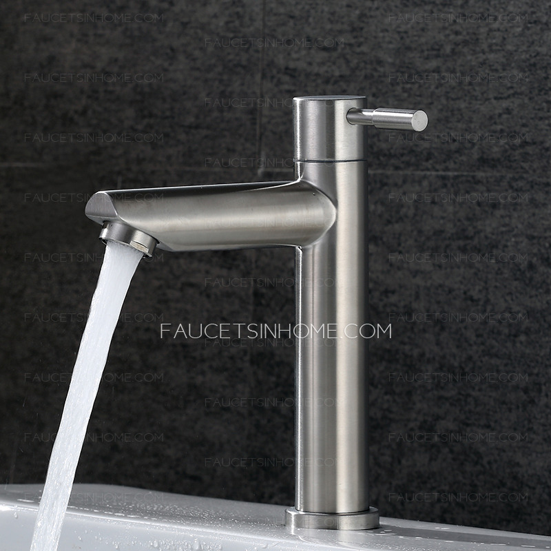 Sliver Stainless Steel Cold Water Brushed Nickel Bathroom Sink Faucet High Best 