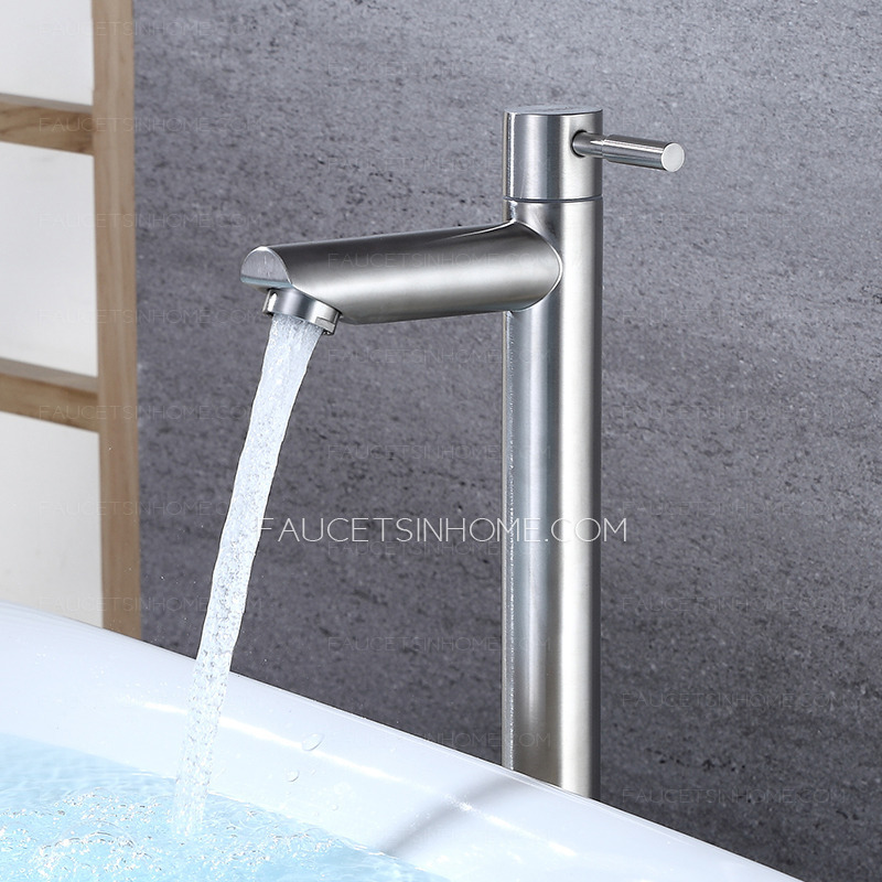 Sliver Stainless Steel Cold Water Brushed Nickel Bathroom Sink Faucet High Best 