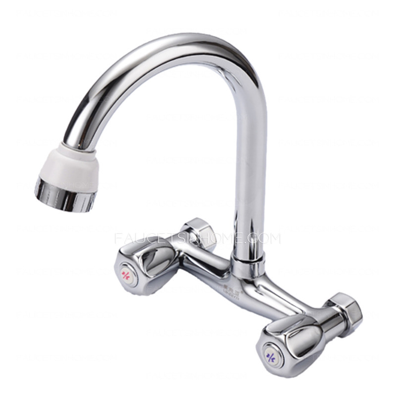 Sliver Brushed Nickel Kitchen sink Faucet Two Hole Wall Mount Modern