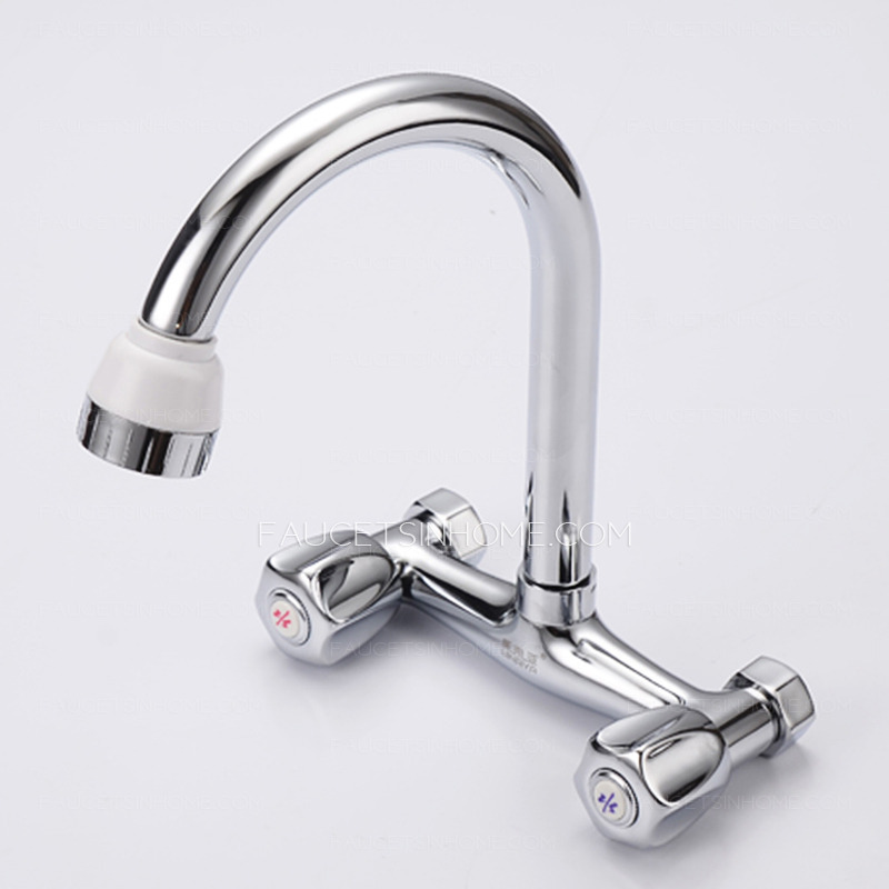 Sliver Brushed Nickel Kitchen sink Faucet Two Hole Wall Mount Modern