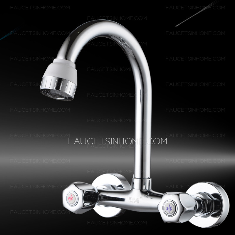 Sliver Brushed Nickel Kitchen sink Faucet Two Hole Wall Mount Modern