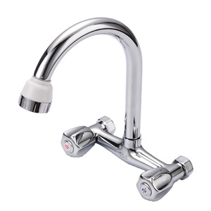 Sliver Brushed Nickel Kitchen sink Faucet Two Hole Wall Mount Modern