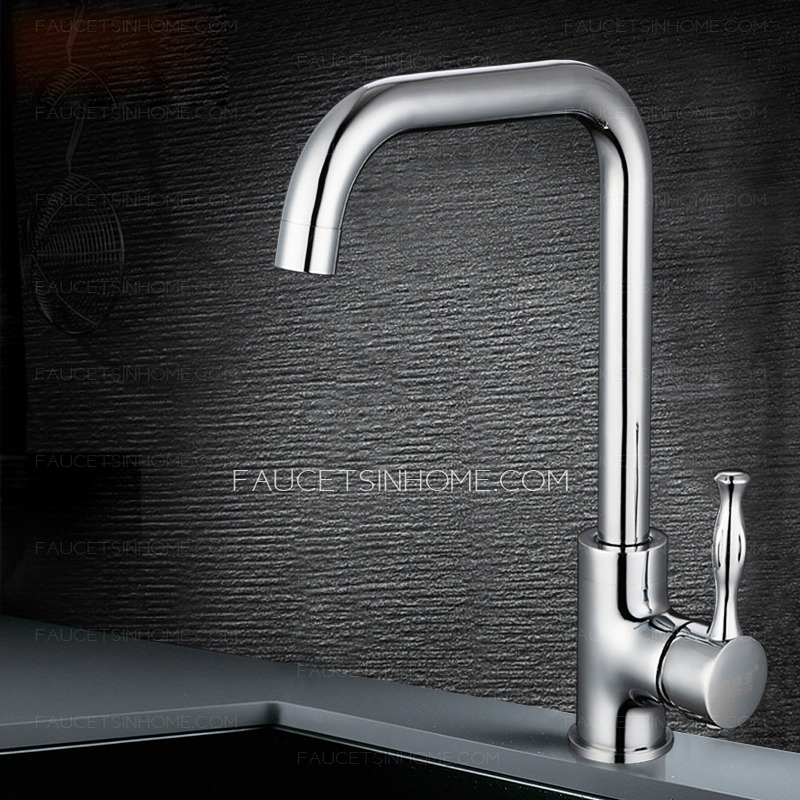 Sliver Brass Kitchen Sink Faucet Best Saving Water Handle Single Modern