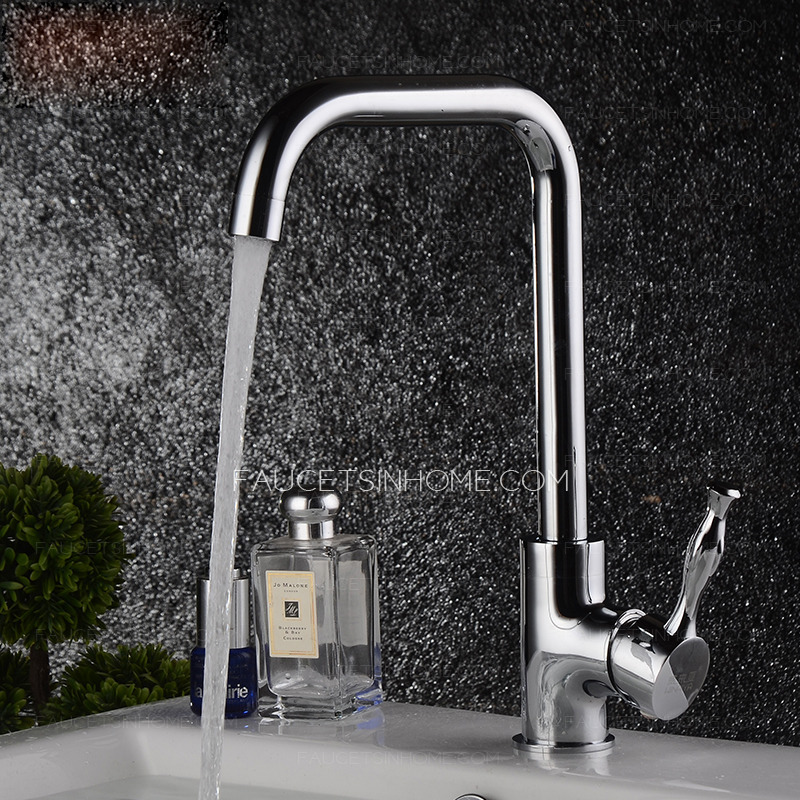 Sliver Brass Kitchen Sink Faucet Best Saving Water Handle Single Modern