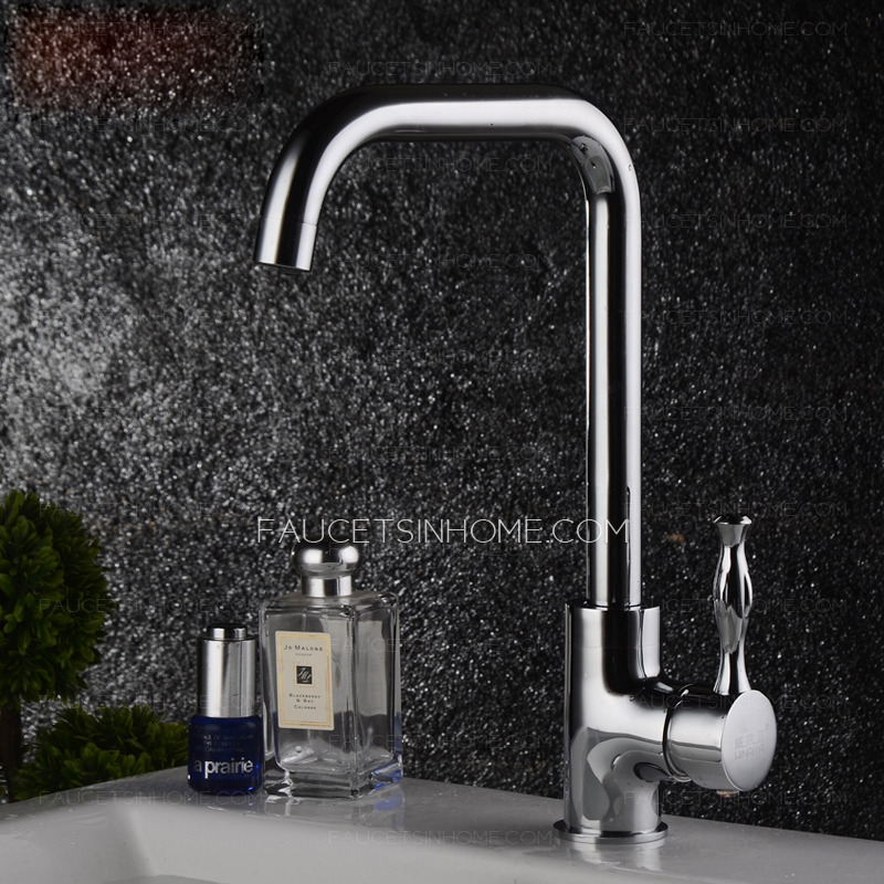 Sliver Brass Kitchen Sink Faucet Best Saving Water Handle Single Modern