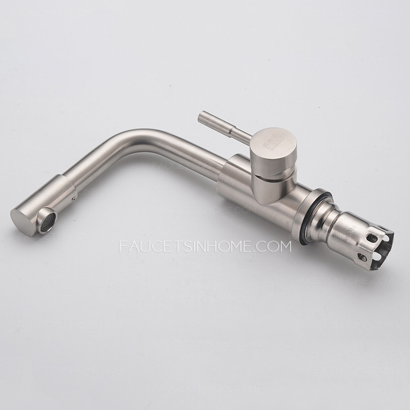 Brushed Nickel Stainless Steel Sink Faucet For Bathroom Commercial  Handle Single 