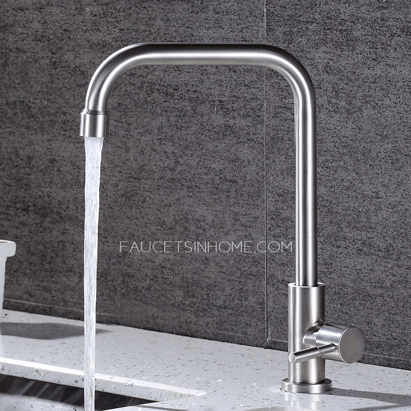 Stainless Steel Cold Water Kitchen Sink Faucet Traditional Single Handle