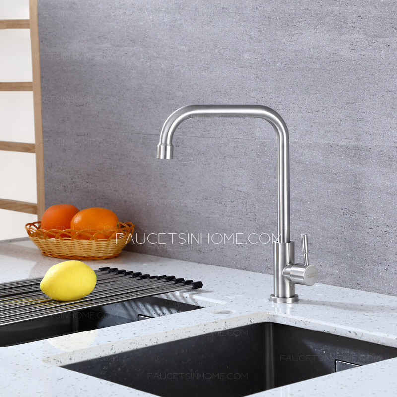 Stainless Steel Cold Water Kitchen Sink Faucet Traditional Single Handle