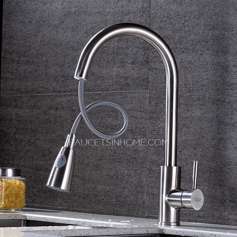 Stainless Steel  Pull Down Sprayer  Kitchen Sink Faucet Commercial  Pull Out