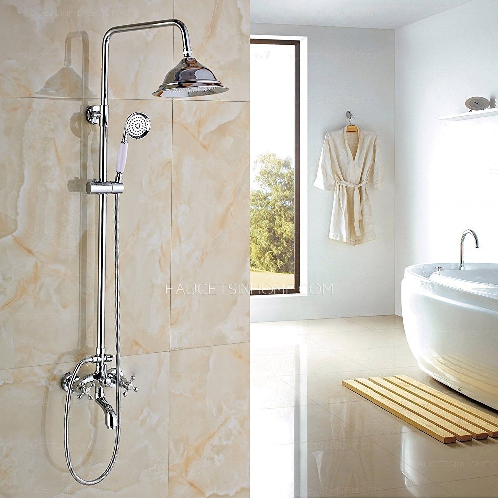 Chrome  Porcelain Handheld Spray Bathroom Shower Faucet contemporary  Modern Mixer Tap