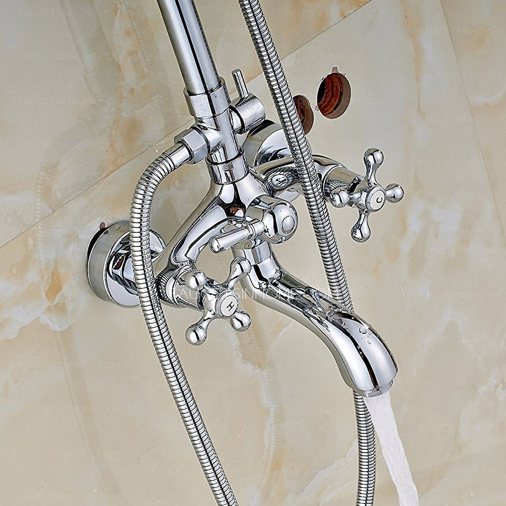 Chrome  Porcelain Handheld Spray Bathroom Shower Faucet contemporary  Modern Mixer Tap