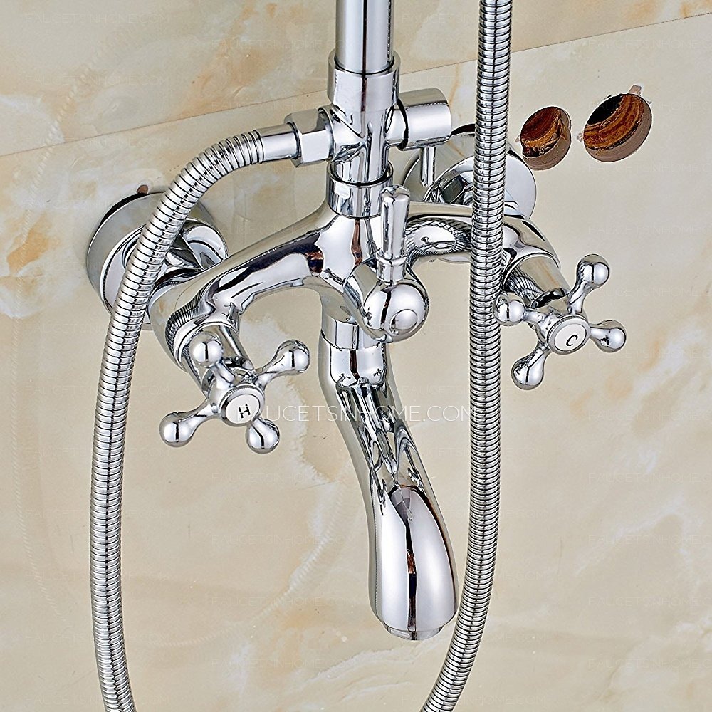 Chrome  Porcelain Handheld Spray Bathroom Shower Faucet contemporary  Modern Mixer Tap