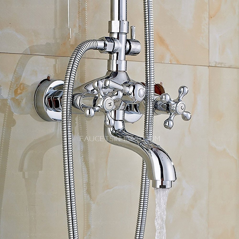 Chrome  Porcelain Handheld Spray Bathroom Shower Faucet contemporary  Modern Mixer Tap