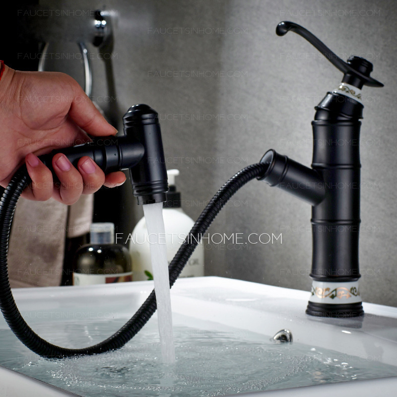 Antique Black Oil Rubbed Bronze  Pull Out  Sink Faucet For Bathroom High End