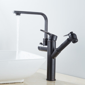 Black Oil Rubbed Bronze  Pull Out  Sink  Faucet For Bathroom  shower system