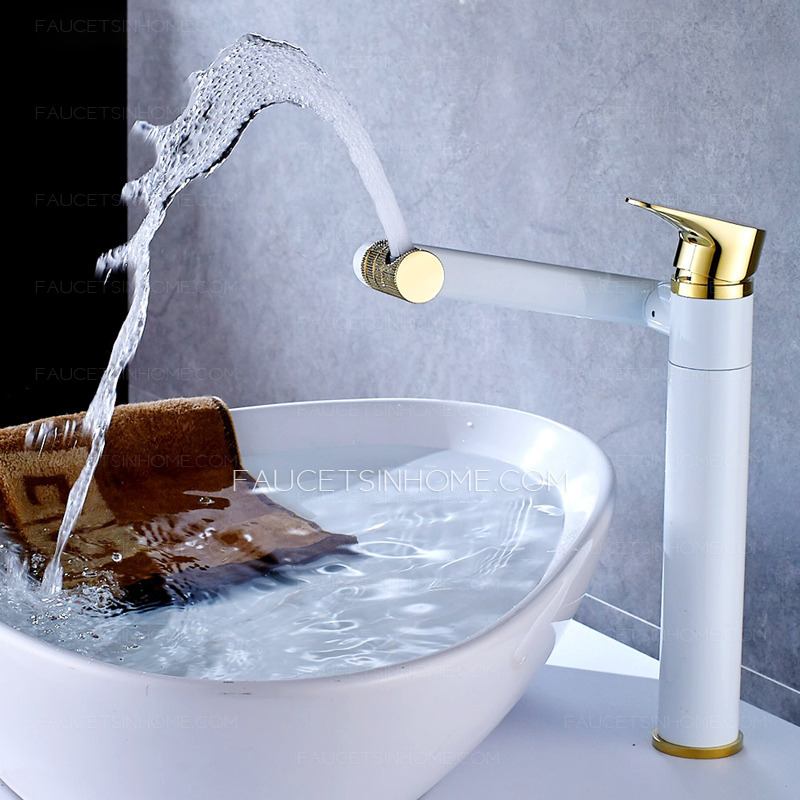 White Chrome  Bathroom Sink Faucet  High End Single Hole  Handle Lever 