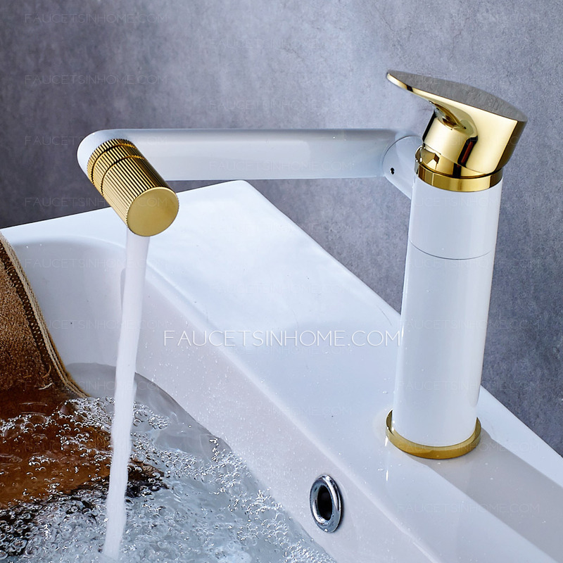 White Chrome  Bathroom Sink Faucet  High End Single Hole  Handle Lever 