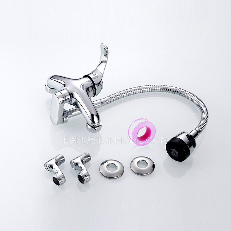 Pull Down Kitchen Sink Faucet Bar Faucet Chrome 360 Degree Swivel Spray Head 