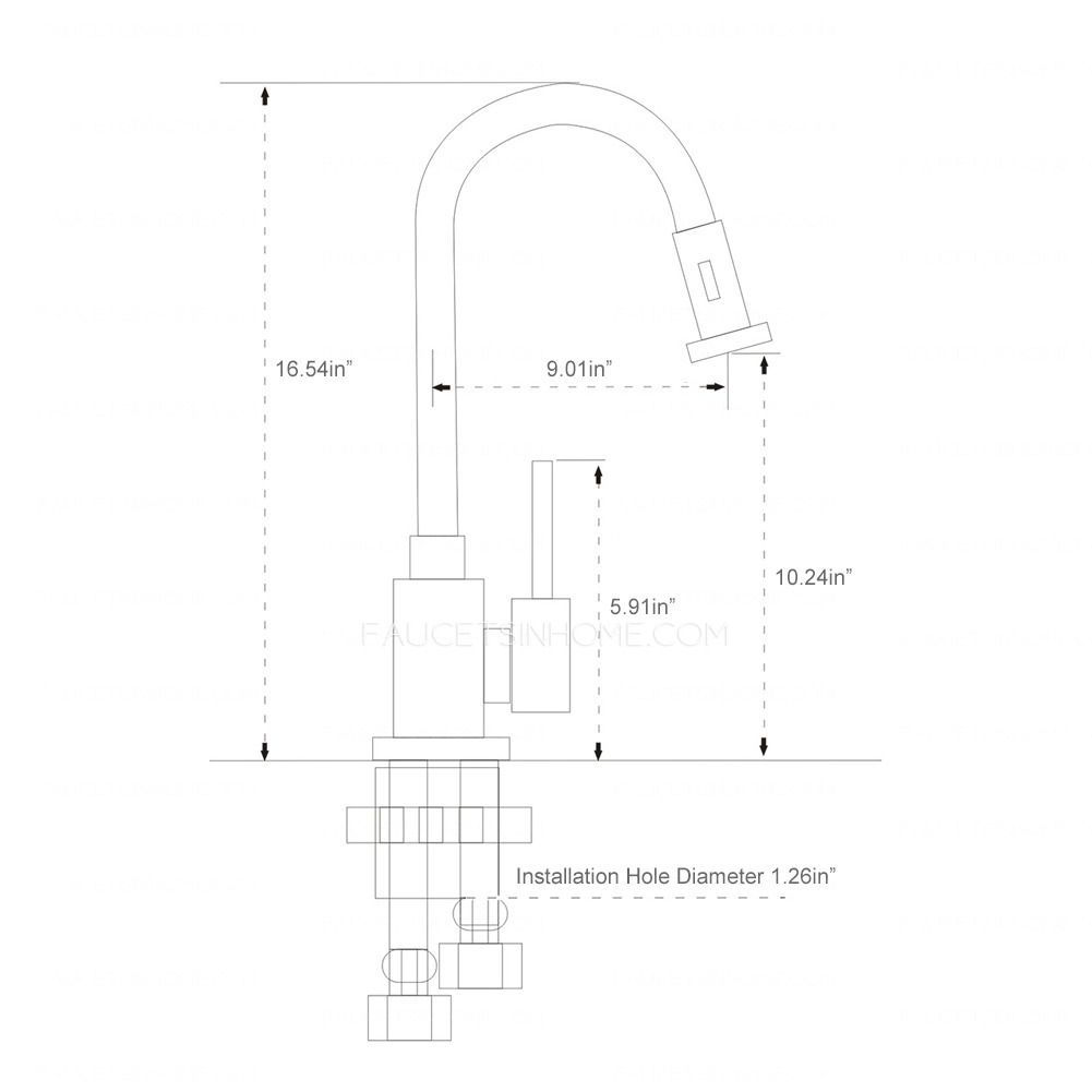 Chrome Finish Pull Out Kitchen Sink Faucet Kitchen Mixer Tap  Black Handle 