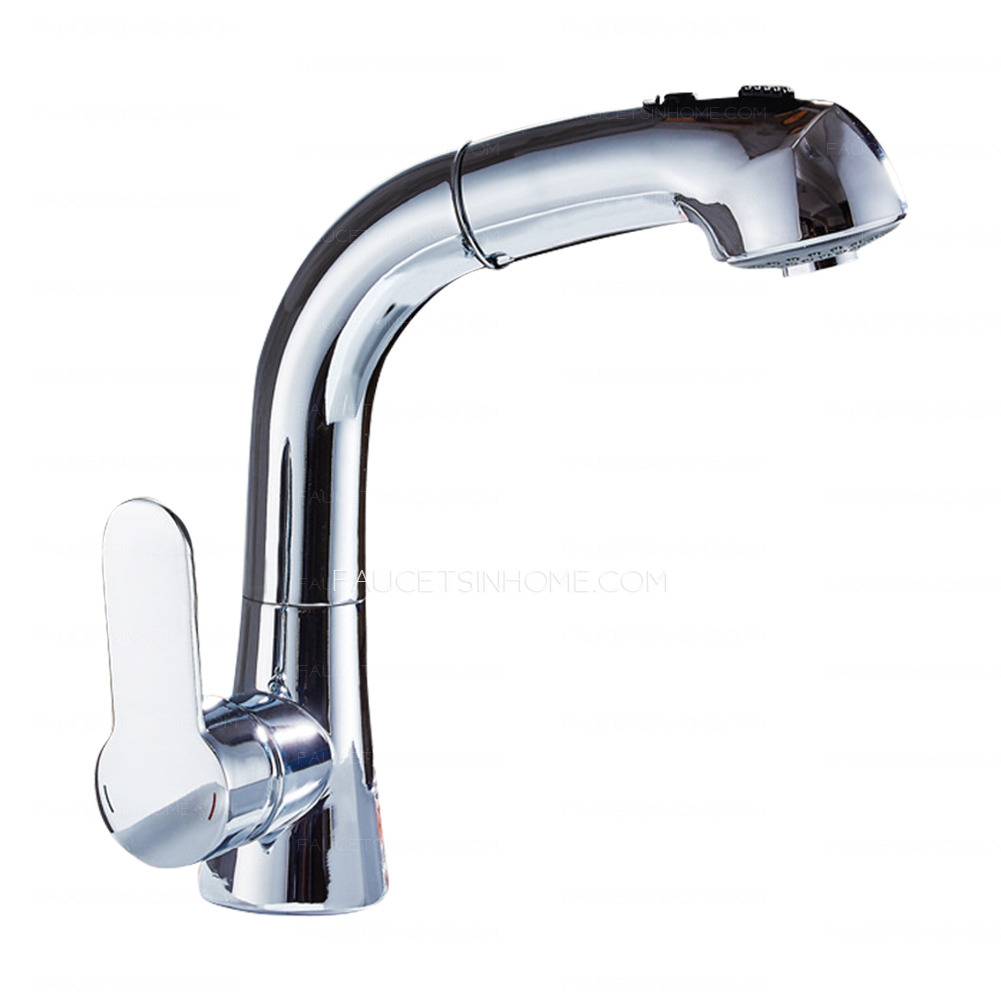 Electroplating Silver Pull Down Kitchen Sink Faucet Sprayer Two Water Out Mode 