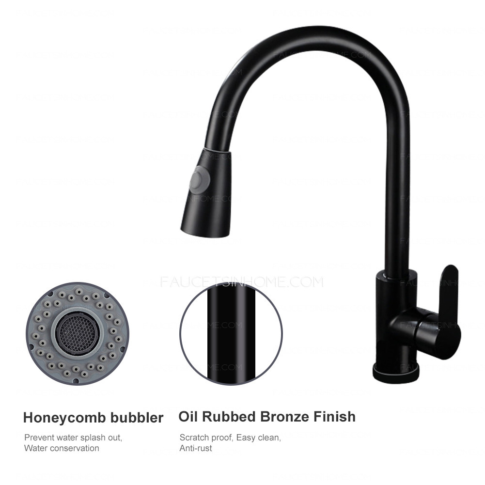 Oil Rubbed Bronze Stainless Steel Pull Down Kitchen Sink Faucet Commercial 