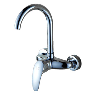 Sliver Chrome Brass Kitchen Sink Faucet Laundry Tap Wall Mount Mixer Tap 