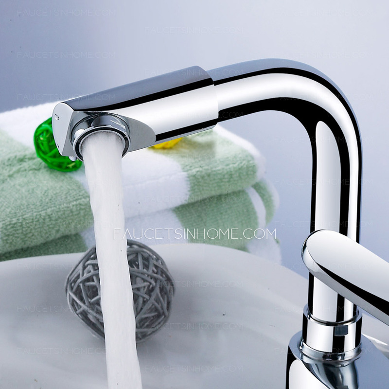 Chrome Bathroom Sink Faucet Sliver High End  Mixer Tap Modern Commercial