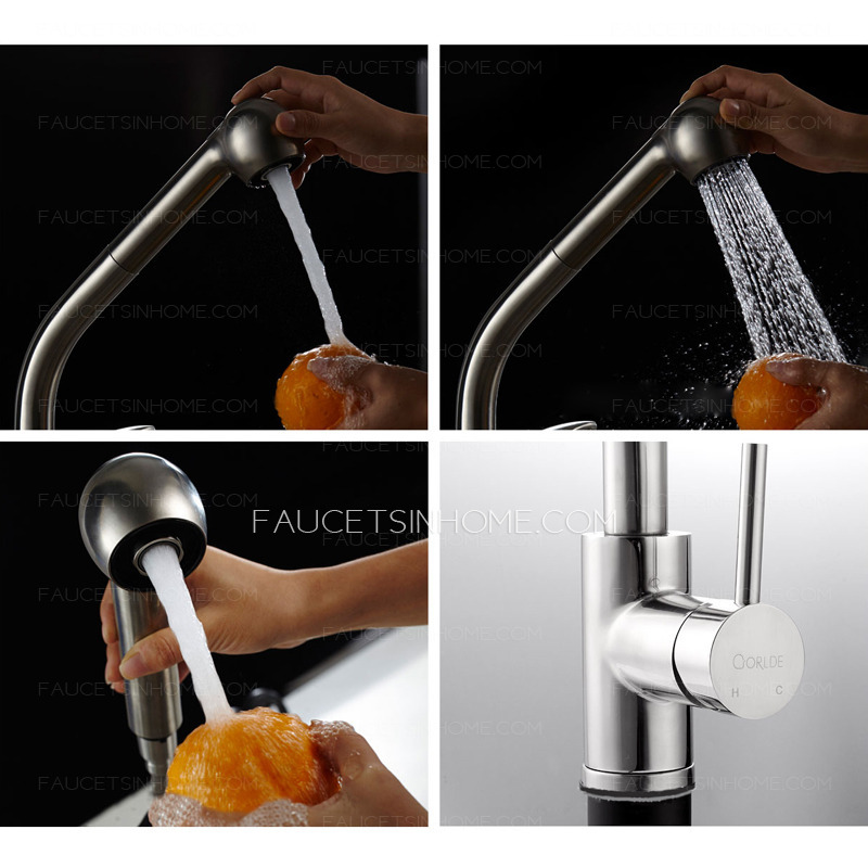 Stainless Steel Polish Pull Down Kitchen Sink Faucet Mixer Tap Shower 