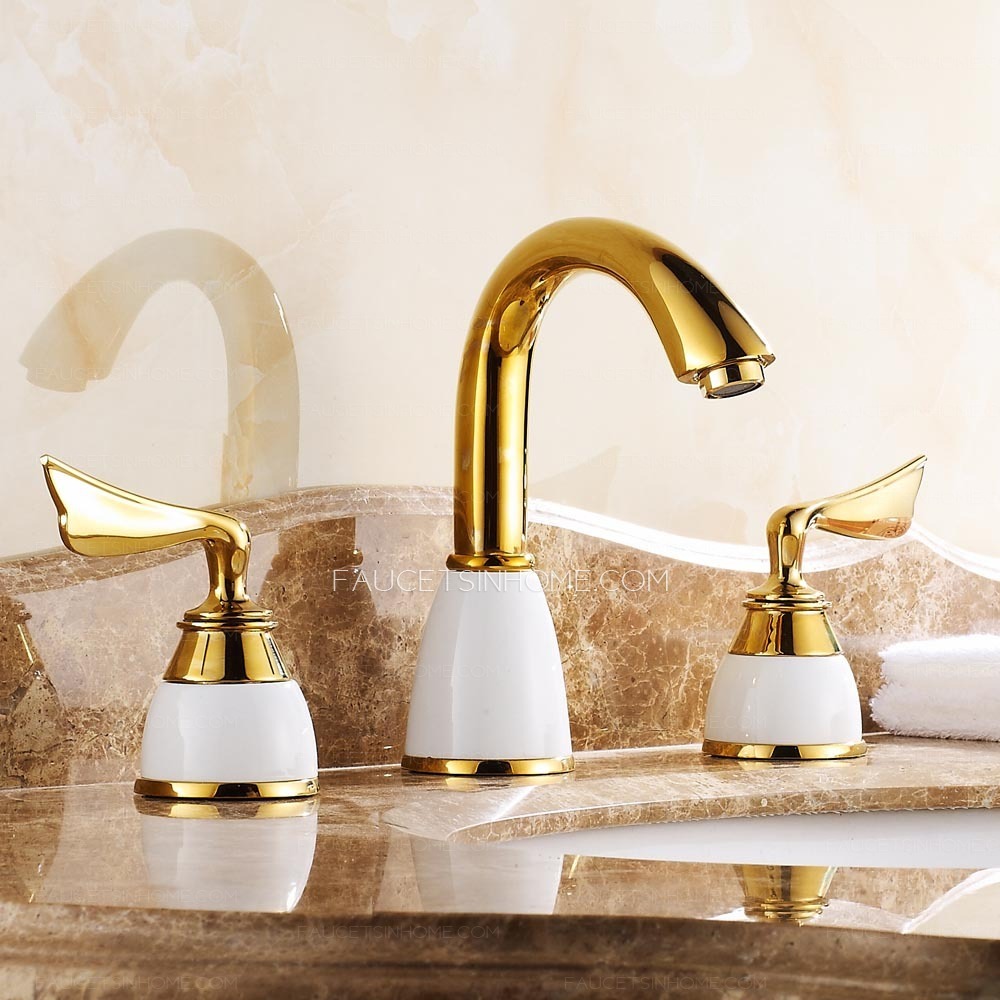 Antique Gold Bathroom Sink Faucet 3 Hole Double Lever European Best