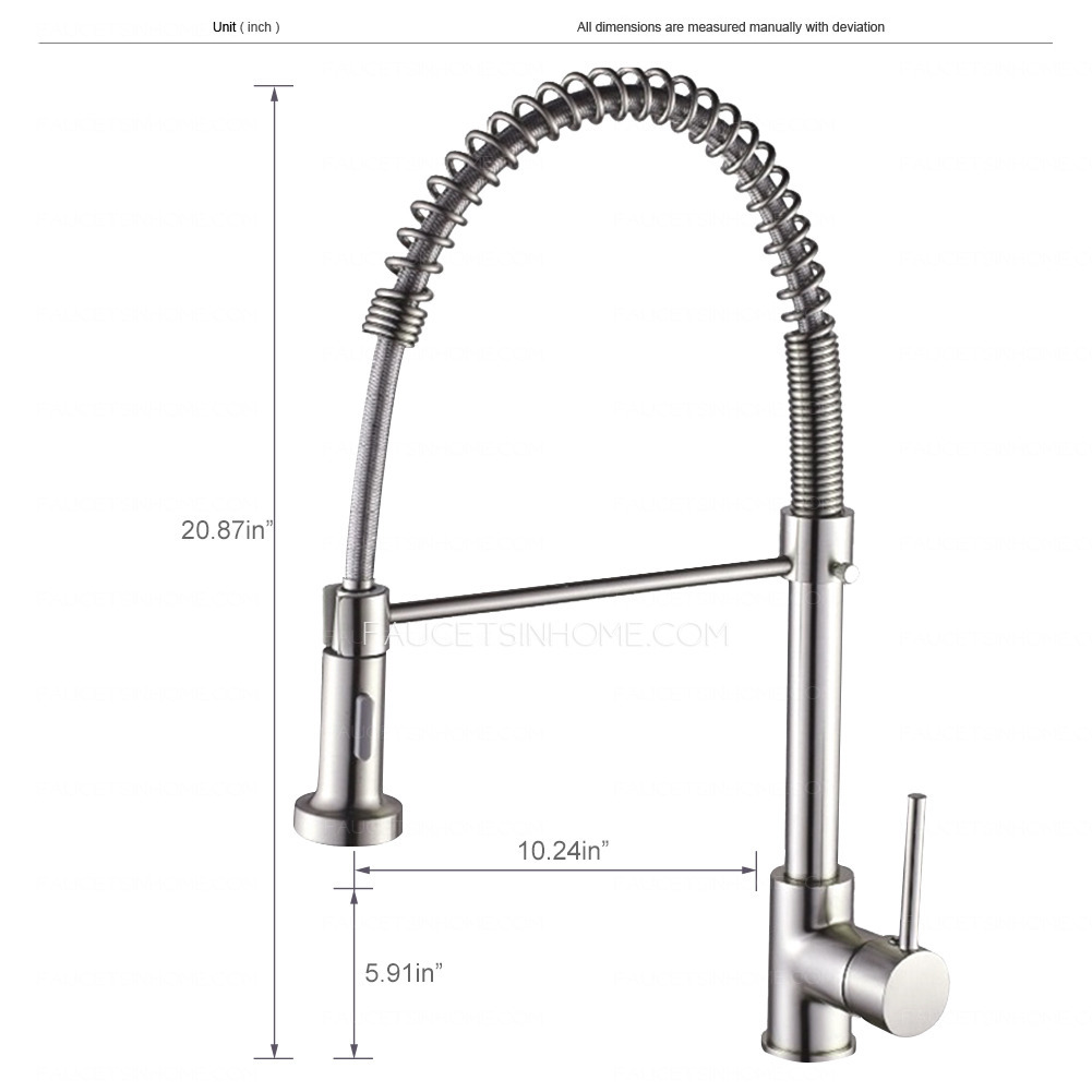 Commercial Brushed Nickel Pull Down Kitchen Sink Faucet Pull Out Spring Single Hole 