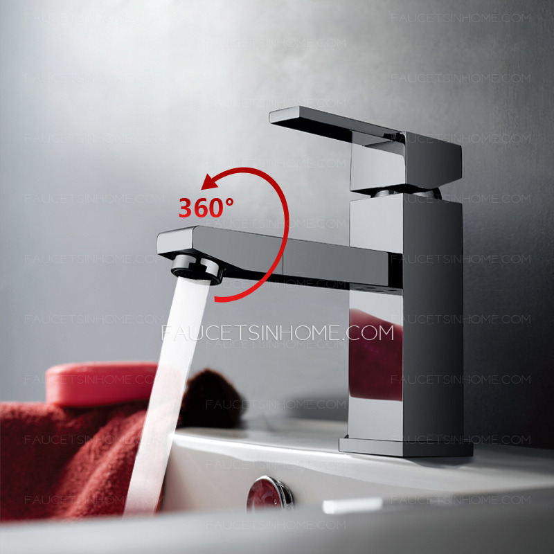 Square Sink Faucet For Bathroom Mixer Tap Single Hole Handle Lever Commercial