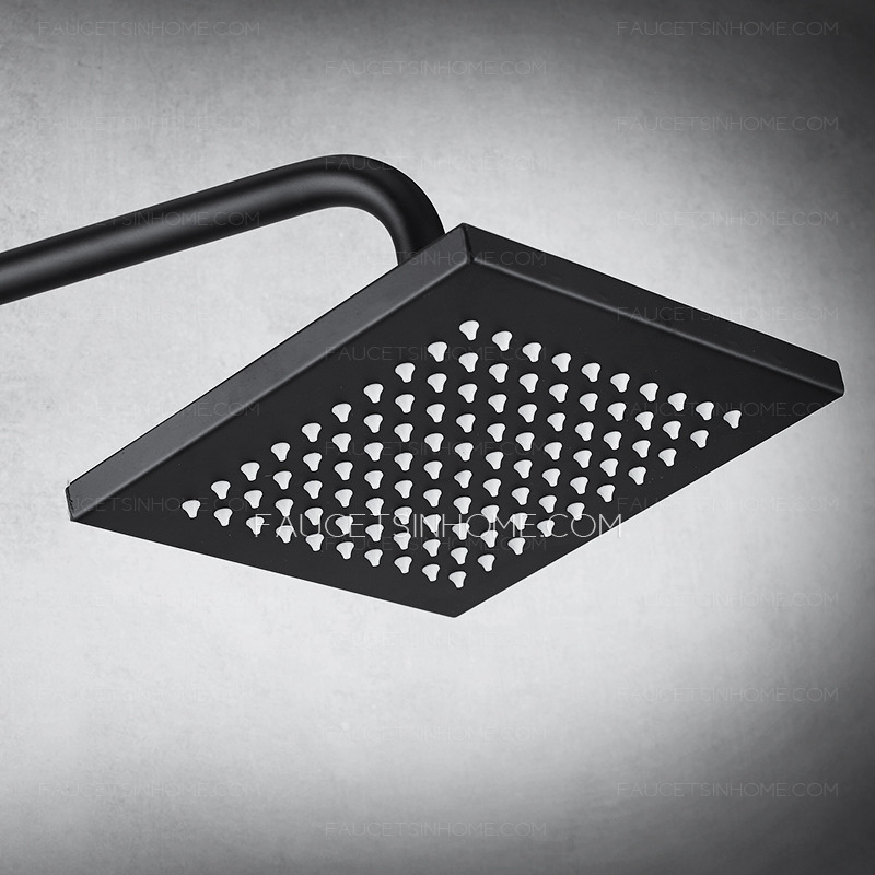 Square Matte Black Shower Faucet Kit 8 Inch Shower Head Simple