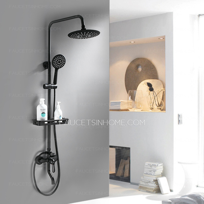 Matte Black Shower Faucet Kit 8 Inch Shower Head Rain Full Outdoor