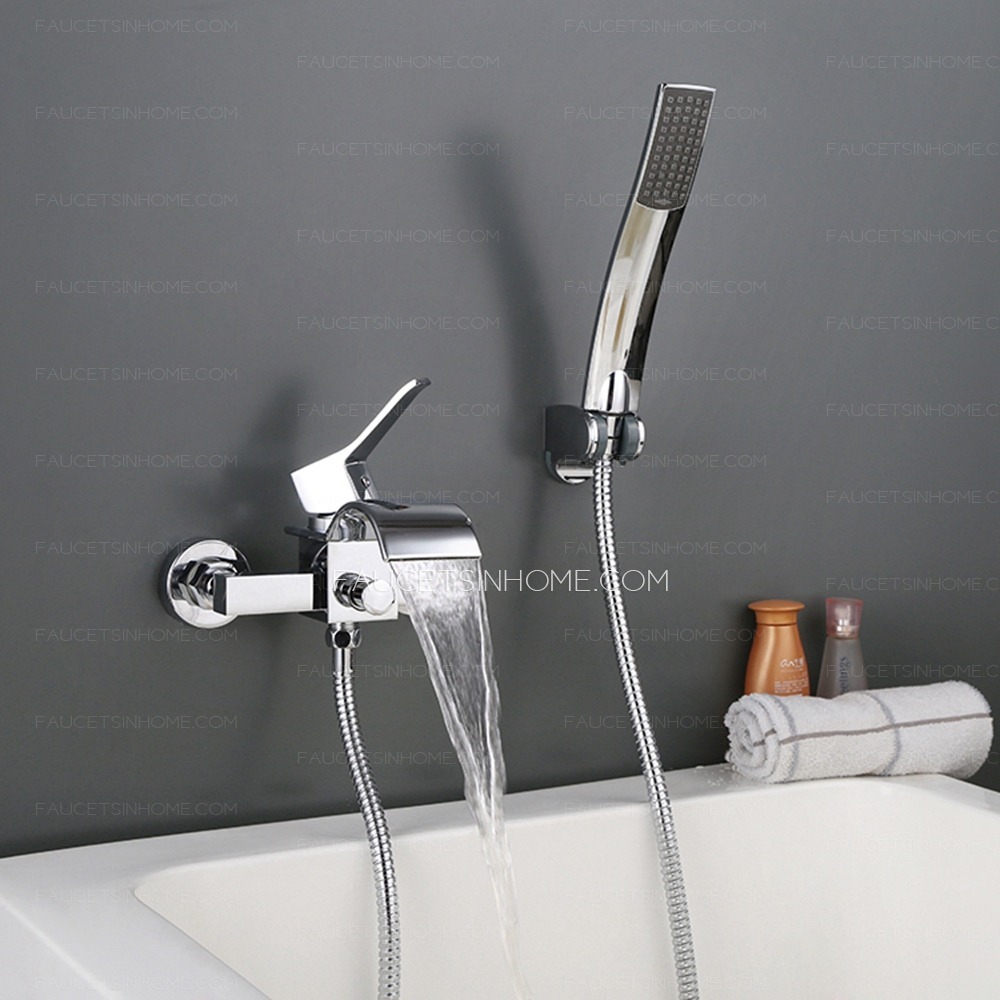 Sliver Chrome Bathroom Sink Faucet Waterfall Modern Shower Spray Pull Out