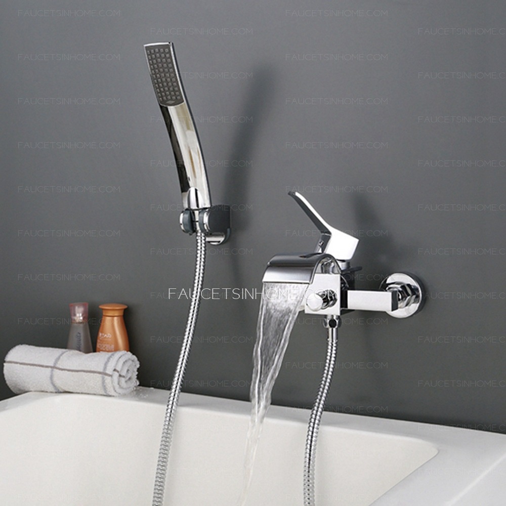Sliver Chrome Bathroom Sink Faucet Waterfall Modern Shower Spray Pull Out